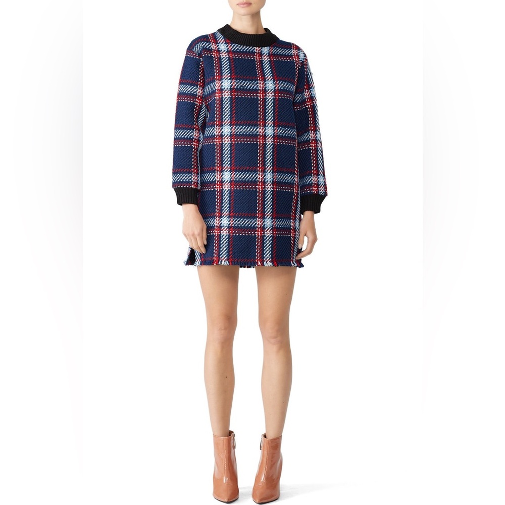NEW! J.O.A Plaid Fringe Shift Dress